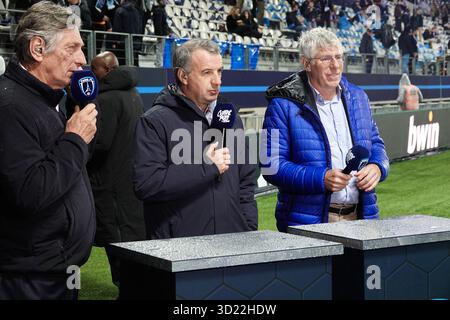 Paris, France. 29 octobre 2025. Nicolas de Tavernost, PDG de LFP Media, et Fabrice Herrault, directeur général du Paris FC, assistent au match McDonald's de Ligue 1 entre Paris FC et Lyon au stade Jean Bouin le 29 octobre 2025 à Paris, France. Photo par JMP/ABACAPRESS.COM crédit : Abaca Press/Alamy Live News Banque D'Images