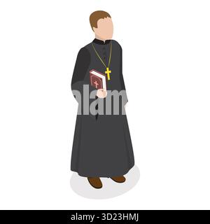 Ensemble plat isométrique 3D de chefs religieux, personnage habillé dans des robes classiques. Point 5 Banque D'Images