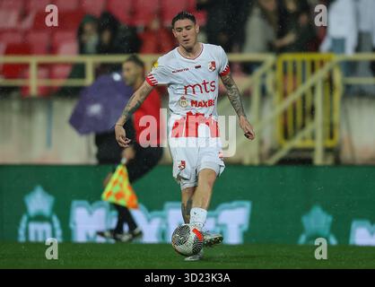 Nis, Serbie. 26 octobre 2025. Marko Mijailovic de Radnicki pendant le match de football serbe de Superleague entre Crvena Zvezda (Red Star) et Radnicki Nis o Banque D'Images