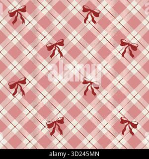 Motif écossais rose avec des noeuds Illustration de Vecteur