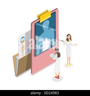 Illustration conceptuelle 3D Isométrique plate des maladies du tube digestif Banque D'Images