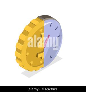 3D Isométrique Flat illustration conceptuelle du temps, c'est de l'argent Banque D'Images