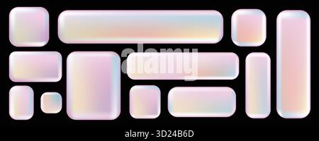 3d Y2K Rose Chrome ensemble d'éléments Frames UI UX. Ensemble vectoriel de panneaux d'affichage holographiques pour la décoration et la couverture. Design moderne et élégant adapté aux sites Web et aux interfaces utilisateur. Illustration de Vecteur