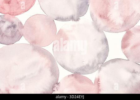 Cercles aquarelles abstraites dans des tons pastel doux avec une texture subtile Banque D'Images