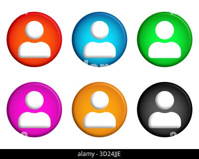 Jeu d'icônes utilisateur multicolores 3D isolé. Banque D'Images