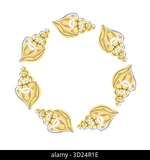 Couronne coquillage sous-marin en conque dans un style plat. Imprimé marin d'été pour les vacances, la plage, la vie marine, le thème des animaux aquatiques isolé sur un fond blanc. Illustration de Vecteur