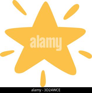 Icône représentant une étoile scintillante à paillettes. Symbole d'éclatement d'étoile tombante jaune simple brillant. Esquissez un clin d'œil magique. Élément de conception d'icône de forme d'étincelle graphique dessiné à la main Illustration de Vecteur