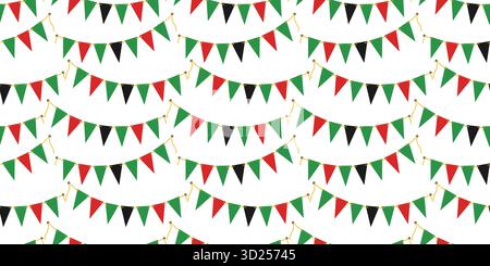 Guirlandes Pennant triangulaires sur corde sans couture format de bannière en couleurs panafricaines et Kwanzaa. Illustration vectorielle isolée Kwanzaa ou célébrations panafricaines toile de fond Greetings Party invitation Illustration de Vecteur