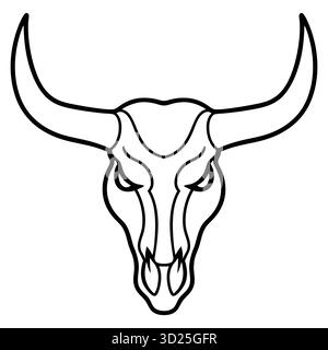 Conception de dessin d'art de crâne de taureau Illustration de Vecteur