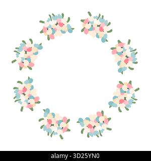 Cadre floral rond avec bouquets pastel et espace pour le texte Illustration de Vecteur