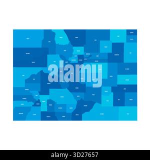 Colorado, CO - carte politique détaillée de l'état américain. Carte administrative divisée en comtés. Carte bleue avec étiquettes de nom de comté. Illustration vectorielle Illustration de Vecteur