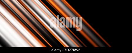 Fond abstrait moderne aux couleurs éclatantes et contrastées avec bandes diagonales noir, blanc et orange. Illustration de haute qualité Banque D'Images