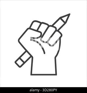 Raised Fist Holding Pencil – icône vectorielle pour l'activisme de l'éducation Illustration de Vecteur
