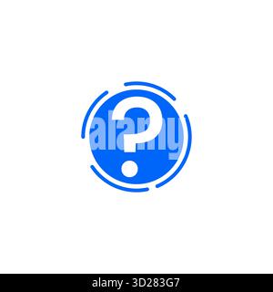 Point d'interrogation blanc à l'intérieur du vecteur de cercle bleu représentant le doute d'enquête d'aide ou le symbole d'information isolé sur fond blanc parfait pour le soutien Illustration de Vecteur