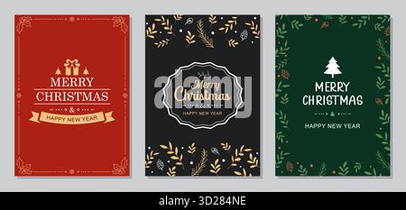 Design élégant de carte de voeux vintage de noël et modèle d'invitation. Illustration de Vecteur