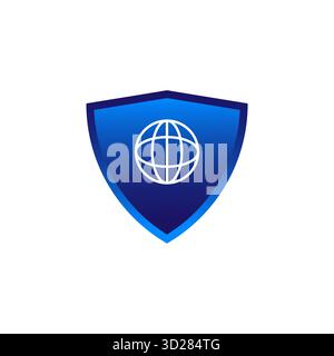 Bouclier bleu avec icône blanche de navigateur Web représentant la sécurité en ligne navigation sécurisée et protection des données idéal pour la confidentialité de cybersécurité ou vérifié Illustration de Vecteur