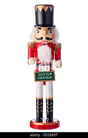 Soldat casse-noisette jouet de Noël isolé sur fond blanc Banque D'Images