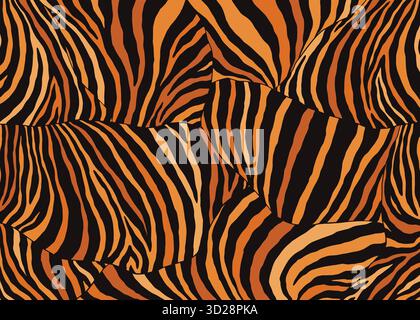 Motif peau d'animal zébré abstrait. Fond d'illustration vectorielle d'impression d'animal. Illustration de conception de peau de fourrure de faune pour le web, décoration d'intérieur, fas Illustration de Vecteur