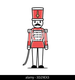 Soldat jouet rouge debout droit avec son épée dans un style de dessin simple Illustration de Vecteur