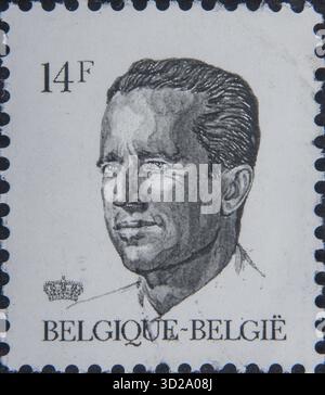 Baudouin de Belgique (1930-1993), roi des Belges de 1951-1993. Portrait sur un timbre-poste belge Banque D'Images