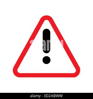 Panneau d'avertissement Triangle rouge avec point d'exclamation symbole de danger et d'attention sur fond blanc. Illustration de Vecteur