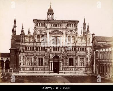 Images du XIXe siècle montrant la Certosa di Pavia, un monastère en Lombardie dans le nord de l'Italie. Banque D'Images