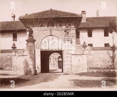 Images du XIXe siècle montrant la Certosa di Pavia, un monastère en Lombardie dans le nord de l'Italie. Banque D'Images