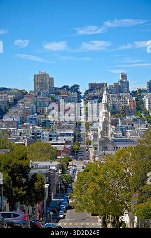 Direction ouest sur Filbert Street, San Francisco Banque D'Images