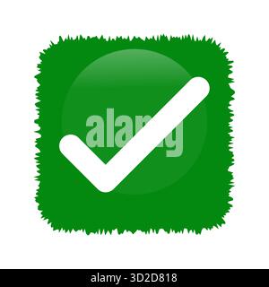 Coche blanche à l'intérieur de l'icône de vecteur de symbole d'approbation carré dentelé vert isolé sur fond blanc parfait pour la validation de confirmation de succès Illustration de Vecteur