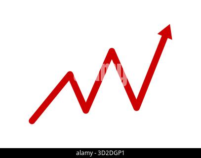 Graphique de flèche rouge en zigzag pointant vers le haut symbolisant la croissance de l'entreprise et le vecteur de succès isolé sur fond blanc représentant l'amélioration des progrès Illustration de Vecteur