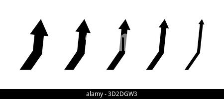 Plusieurs flèches noires de style pointant vers le haut ensemble de vecteurs de direction isolés sur fond blanc représentant le mouvement de progression et le guidage Illustration de Vecteur