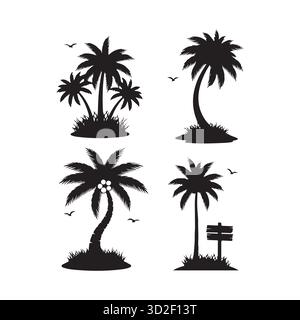 Collection de silhouettes de palmier tropical Illustration de Vecteur