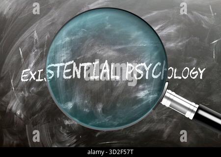 Psychologie existentielle - apprendre, étudier et inspecter. Regarder de plus près la psychologie existentielle. Banque D'Images