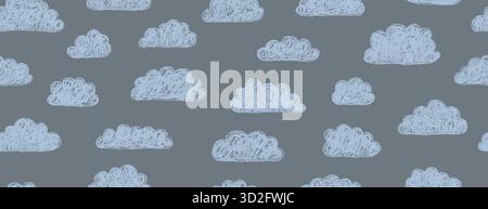 Motif sans couture avec nuages de bande dessinée abstraits. Motif sans couture enfant mignon. Dessin de doodle dessiné à la main enfants mignon vecteur fond de craie d'école Illustration de Vecteur