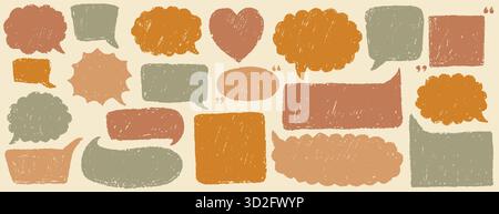 Jeu de couleurs vintage Speech Bubble. Bulle de discussion. Collection Cloud Speech Bubbles. Vecteur isolé sur fond transparent. conversation dessinée à la main Illustration de Vecteur