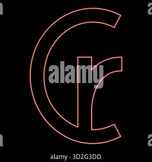 Néon brésilien Cruzeiro symbole de monnaie signe élément de l'argent rouge couleur vecteur illustration image plat style lumière Illustration de Vecteur