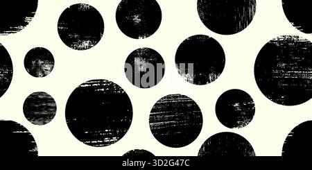 Pois placés au hasard, pois dessinés à la main motif sans couture avec des cercles de doodle et des formes géométriques. Textures dessinées à la main à la mode. Abstrait moderne Illustration de Vecteur