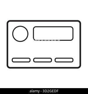Simple icône de contour d'une carte de crédit avec des champs vierges Illustration de Vecteur