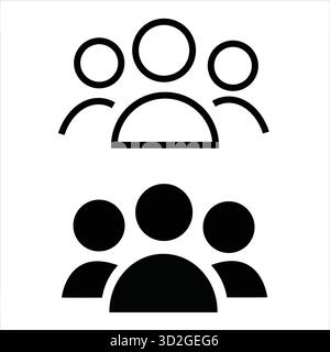 Icônes de contour et de remplissage représentant un groupe de personnes Illustration de Vecteur