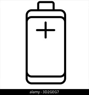 Icône de batterie simple avec signe plus Illustration de Vecteur