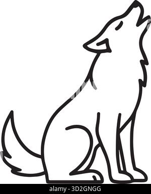 Wolf (Howling) Silhouette illustration vectorielle. Illustration de Vecteur