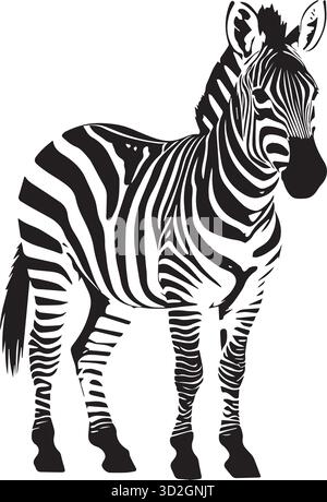 Illustration vectorielle élégante de silhouette de zèbre | Design d'animaux sauvages africains, Safari Zebra Outline Art pour logo et impression Illustration de Vecteur