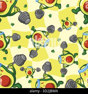 Avocats mignons exerçant sans couture motif illustration vectorielle dessin animé Illustration de Vecteur