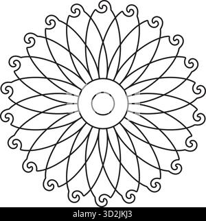 Vecteur orné de pétales de fleur d'art de ligne isolé sur fond blanc pour la décoration élégante d'illustration de projets créatifs de coloriage Illustration de Vecteur