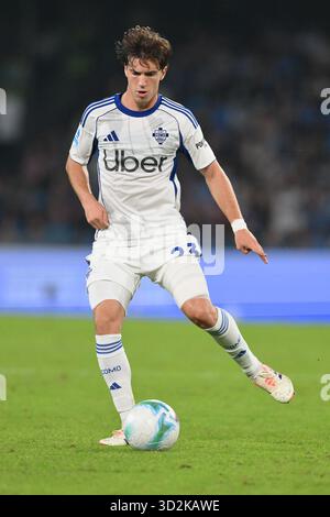 1er novembre 2025, Diego Armando Maradona Stadium, Naples, Italie ; Serie A Enilive Football match ; Napoli contre Côme ; Maximo Perrone de Côme 1907 Banque D'Images