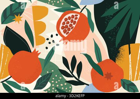 Collage motif floral contemporain sans couture. Illustration de Vecteur