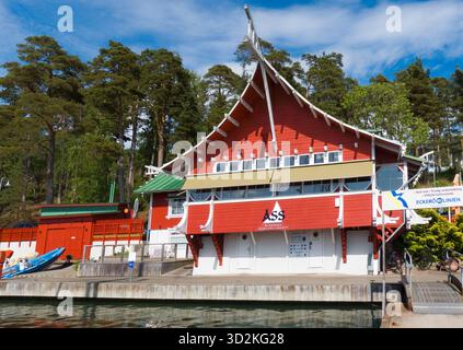 Marina de ÅSS situé sur le côté ouest de Mariehamn, à côté de la barque à quatre mâts Pommern et du musée maritime de Åland, îles Åland, Finlande Banque D'Images