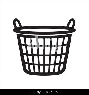 Icône panier en osier, symbole panier à poignée, symbole panier de rangement ou panier à provisions Illustration de Vecteur