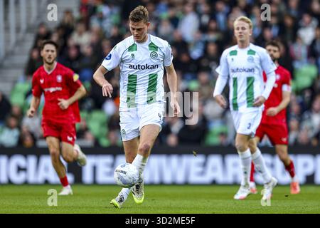 Groningen, pays-Bas. 02 novembre 2025. GRONINGEN, 02-11-2025, Stadium Euroborg, saison 2025/2026, Néerlandais Eredivisie football, match entre FC Groningen - FC Twente, la photo montre le joueur du FC Groningen Dies Janse Credit : Pro Shots/Alamy Live News Banque D'Images