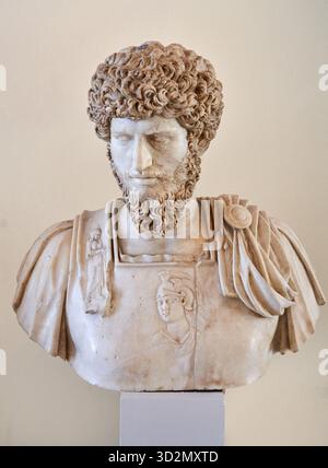 LUCIUS VERUS (AD 130 - AD 169), frère de l'empereur Marc Aurèle, Portrait basé sur un type d'environ AD 166, buste Renaissance, Musée Correr, Pia Banque D'Images